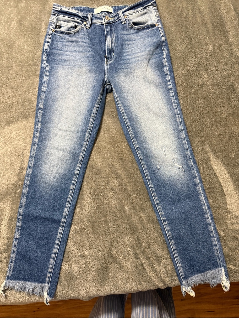 KanCan Light Blue Skinny Jeans with Frayed Hem